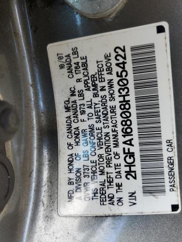 2HGFA16808H305422 - 2008 HONDA CIVIC EX GOLD photo 12