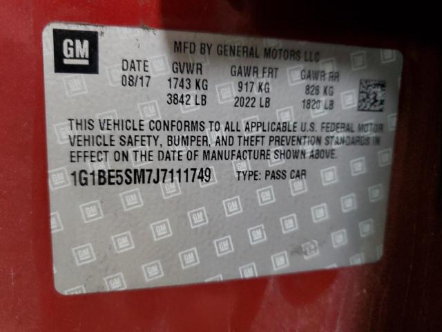 1G1BE5SM7J7111749 - 2018 CHEVROLET CRUZE LT Қызыл фото 13