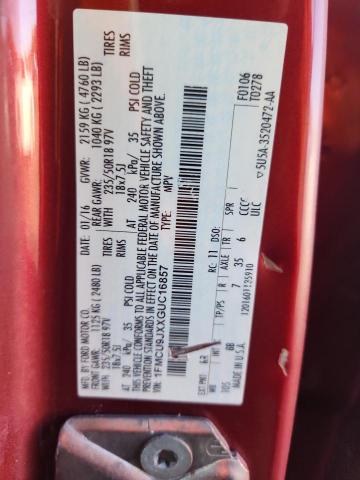 1FMCU9JXXGUC16857 - 2016 FORD ESCAPE TITANIUM 红色 照片 13