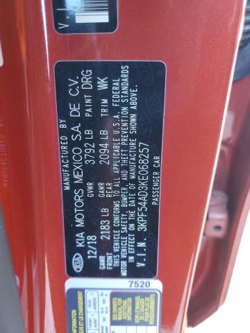 3KPF54AD3KE068257 - 2019 KIA FORTE EX RED photo 12