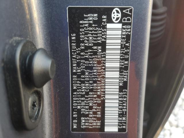 5YFBURHE3GP422815 - 2016 TOYOTA COROLLA L BLUE photo 12