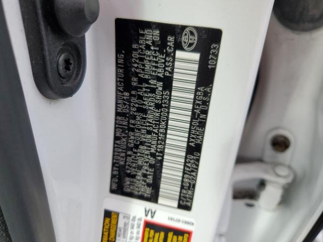 4T1B21FB0KU001335 - 2019 TOYOTA AVALON XLE Beyaz fotoğraf 12