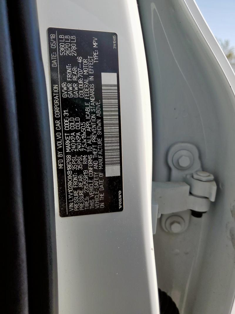 LYV102RKXKB186768 - 2019 VOLVO XC60 T5 Blanc photo 13