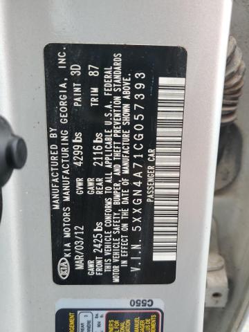 5XXGN4A71CG057393 - 2012 KIA OPTIMA EX GRAY photo 12