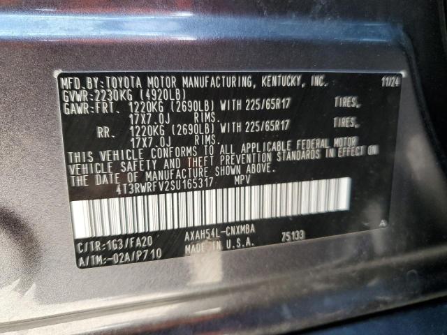 4T3RWRFV2SU165317 - 2025 TOYOTA RAV4 XLE CHARCOAL photo 12