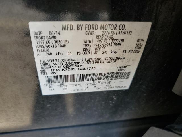 1FM5K7D83FGA07755 - 2015 FORD EXPLORER XLT BLACK photo 12