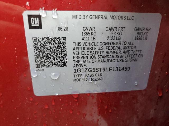 1G1ZG5ST9LF131459 - 2020 CHEVROLET MALIBU RS BURGUNDY photo 12