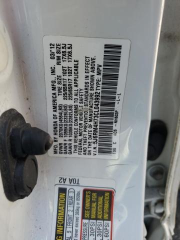 5J6RM4H73CL043992 - 2012 HONDA CR-V EXL WHITE photo 13