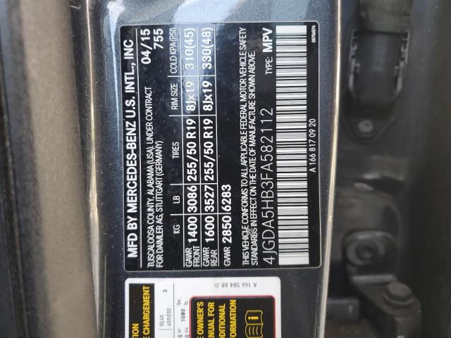 4JGDA5HB3FA582112 - 2015 MERCEDES-BENZ ML 350 4MATIC GRAY photo 13