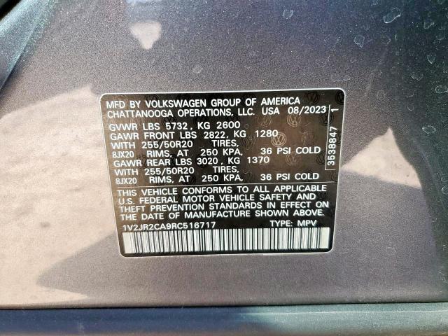1V2JR2CA9RC516717 - 2024 VOLKSWAGEN ATLAS SE ნაცრისფერი ფოტო 13
