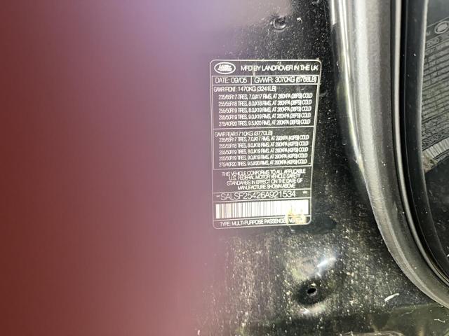 SALSF25426A921534 - 2006 LAND ROVER RANGE ROVE HSE BLACK photo 10