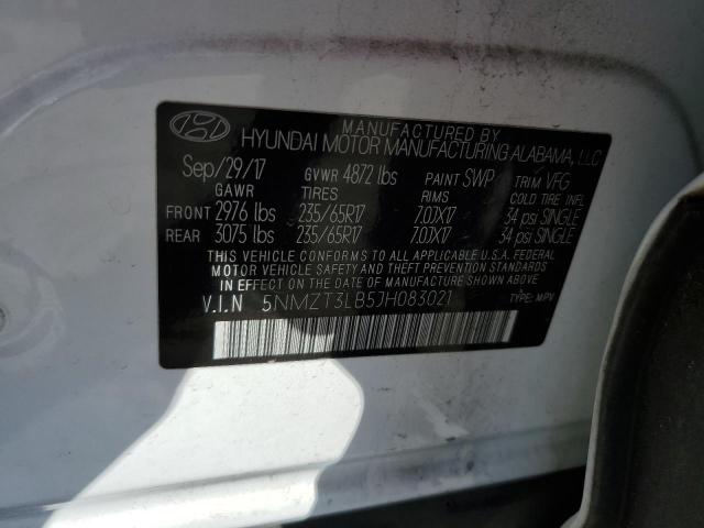 5NMZT3LB5JH083021 - 2018 HYUNDAI SANTA FE S WHITE photo 13