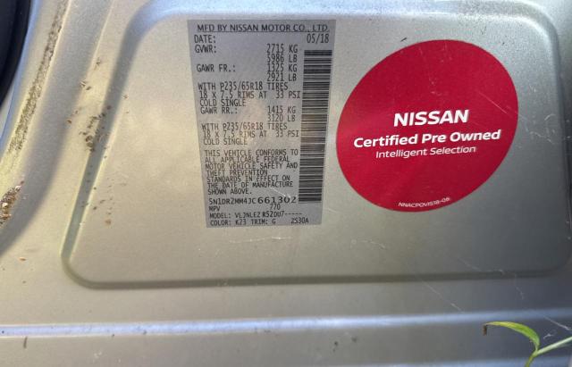 5N1DR2MM4JC661302 - 2018 NISSAN PATHFINDER S ვერცხლისფერი ფოტო 10