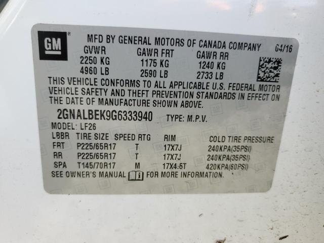 2GNALBEK9G6333940 - 2016 CHEVROLET EQUINOX LS WHITE photo 14