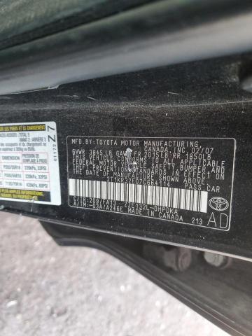 2T1KR32E07C664114 - 2007 TOYOTA COROLLA MA XR BLACK photo 12