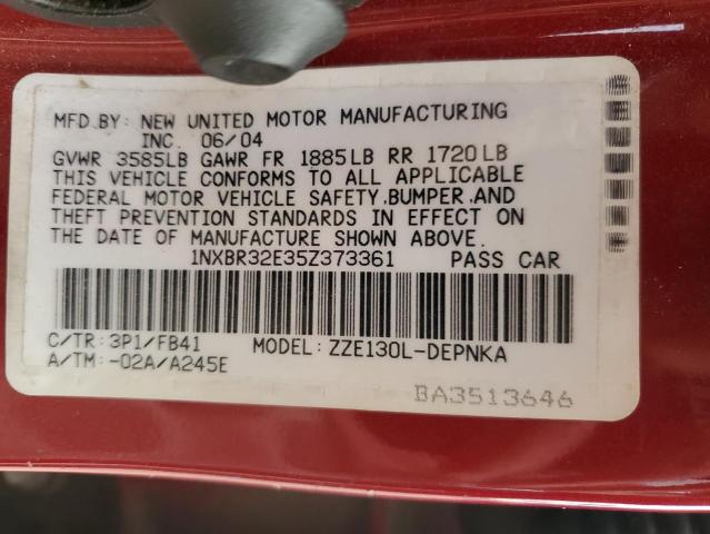 1NXBR32E35Z373361 - 2005 TOYOTA COROLLA CE 红色 照片 12