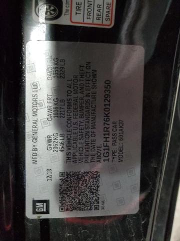 1G1FH1R76K0129350 - 2019 CHEVROLET CAMARO SS BLACK photo 12