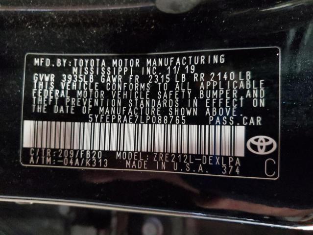 5YFEPRAE7LP088765 - 2020 TOYOTA COROLLA LE 黑色 照片 13