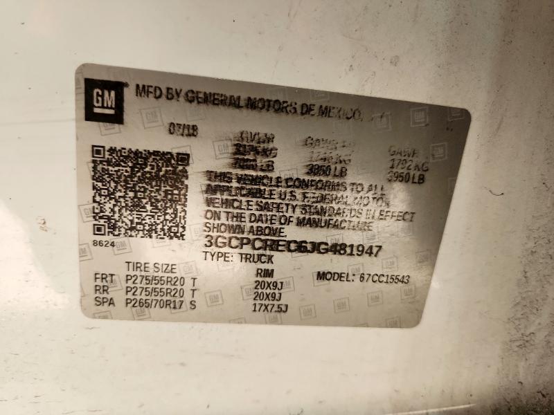 3GCPCREC6JG481947 - 2018 CHEVROLET SILVERADO C1500 LT Ağ foto 12