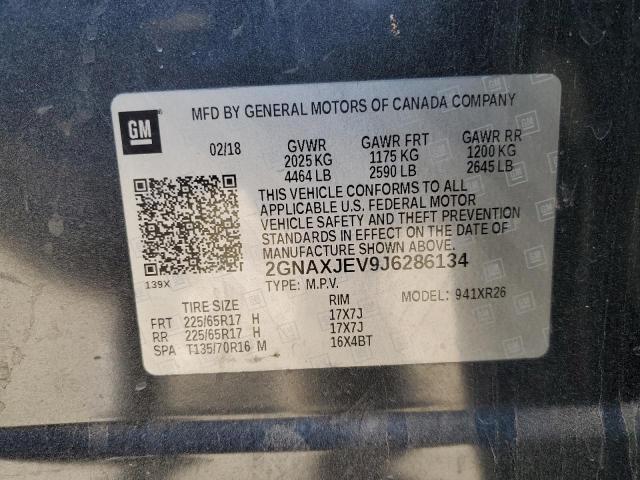 2GNAXJEV9J6286134 - 2018 CHEVROLET EQUINOX LT Grafit foto 13