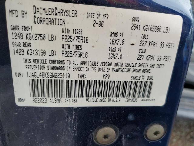 1J4GL48K96W223110 - 2006 JEEP LIBERTY SPORT ლურჯი ფოტო 14