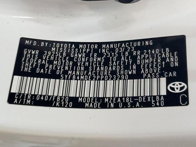 5YFB4MDE2PP023290 - 2023 TOYOTA COROLLA LE Ақ фото 12