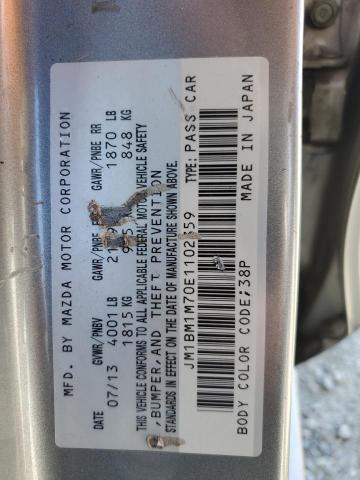 JM1BM1M70E1102359 - 2014 MAZDA 3 GRAND TOURING ვერცხლისფერი ფოტო 12