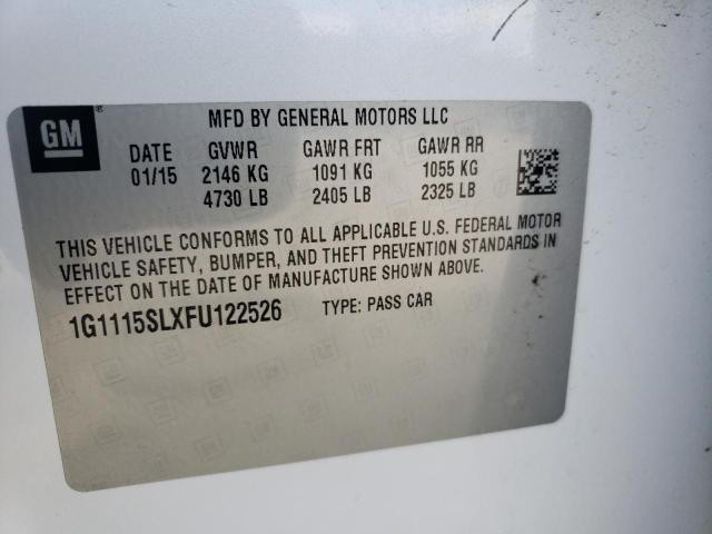 1G1115SLXFU122526 - 2015 CHEVROLET IMPALA LT WHITE photo 12