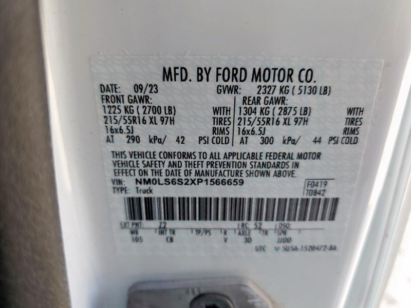 NM0LS6S2XP1566659 - 2023 FORD TRANSIT CO XL 白色 照片 14