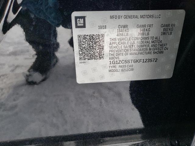 1G1ZC5ST6KF123572 - 2019 CHEVROLET MALIBU LS Czarny zdjęcie 12