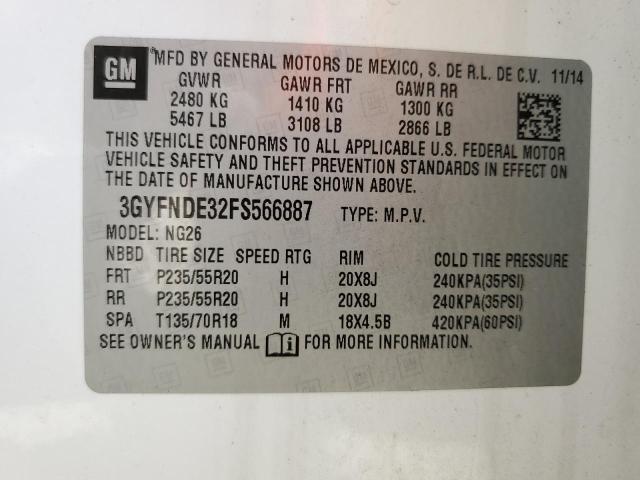 3GYFNDE32FS566887 - 2015 CADILLAC SRX PREMIUM COLLECTION WHITE photo 13