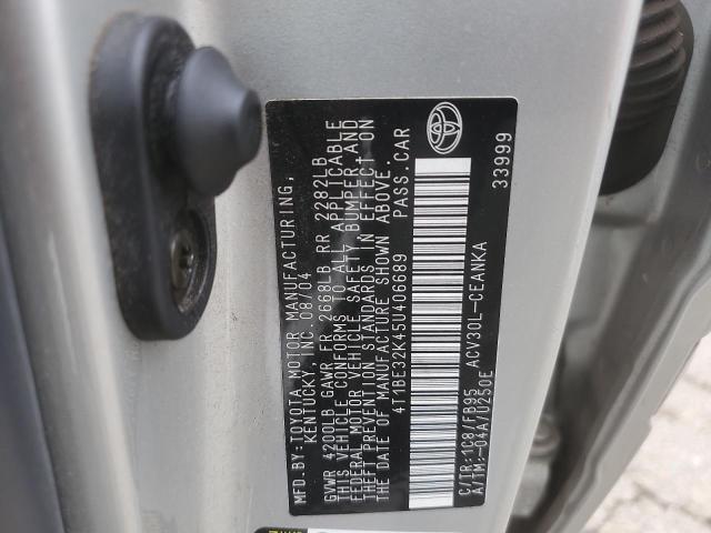 4T1BE32K45U406689 - 2005 TOYOTA CAMRY LE SILVER photo 12