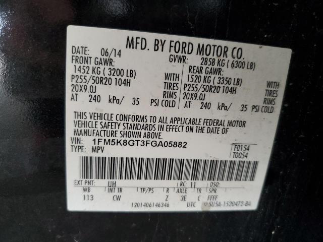 1FM5K8GT3FGA05882 - 2015 FORD EXPLORER SPORT BLACK photo 13