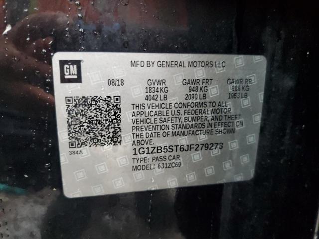 1G1ZB5ST6JF279273 - 2018 CHEVROLET MALIBU LS أسود صورة 12