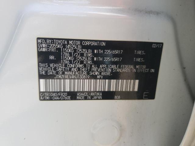 JTMZFREV4HJ130819 - 2017 TOYOTA RAV4 LE WHITE photo 13