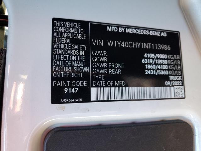 W1Y40CHY1NT113986 - 2022 MERCEDES-BENZ SPRINTER 2500 Ağ foto 10