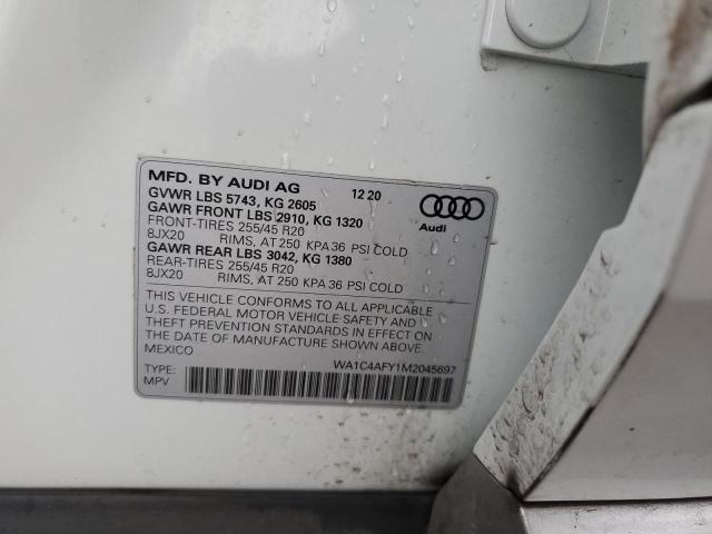 WA1C4AFY1M2045697 - 2021 AUDI SQ5 PRESTIGE WHITE photo 14