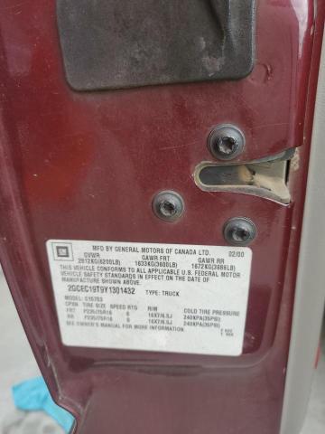 2GCEC19T9Y1301432 - 2000 CHEVROLET SILVERADO C1500 MAROON photo 12