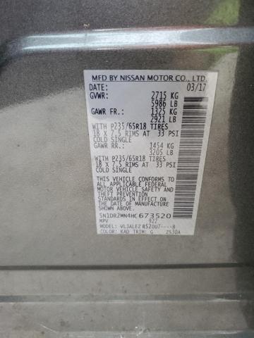 5N1DR2MN4HC673520 - 2017 NISSAN PATHFINDER S GRAY photo 13