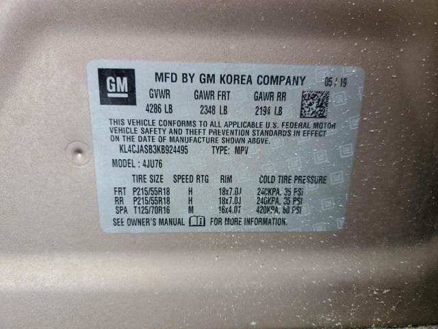 KL4CJASB3KB924495 - 2019 BUICK ENCORE PREFERRED 棕色 照片 13