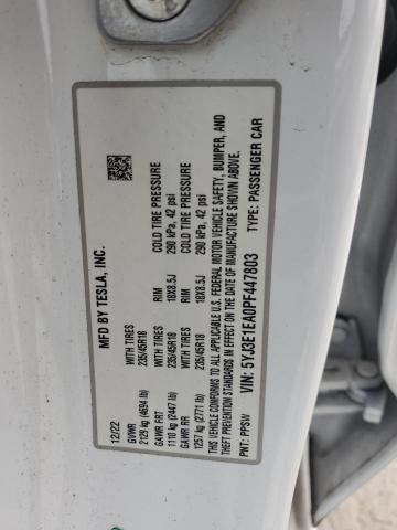 5YJ3E1EA0PF447803 - 2023 TESLA MODEL 3 白色 照片 13