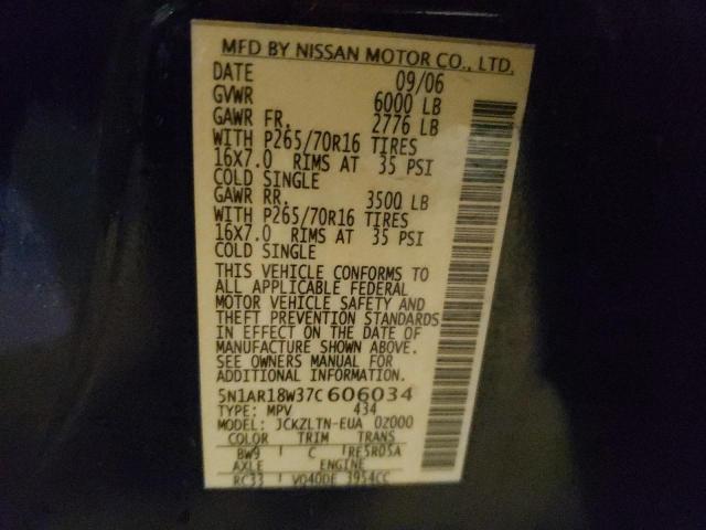 5N1AR18W37C606034 - 2007 NISSAN PATHFINDER LE ლურჯი ფოტო 13