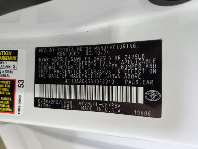 4T1DAACK5SU073910 - 2025 TOYOTA CAMRY XSE WHITE photo 13