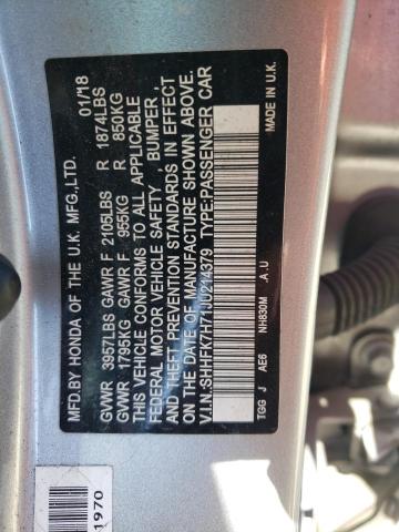 SHHFK7H71JU214379 - 2018 HONDA CIVIC EXL 银色 照片 12