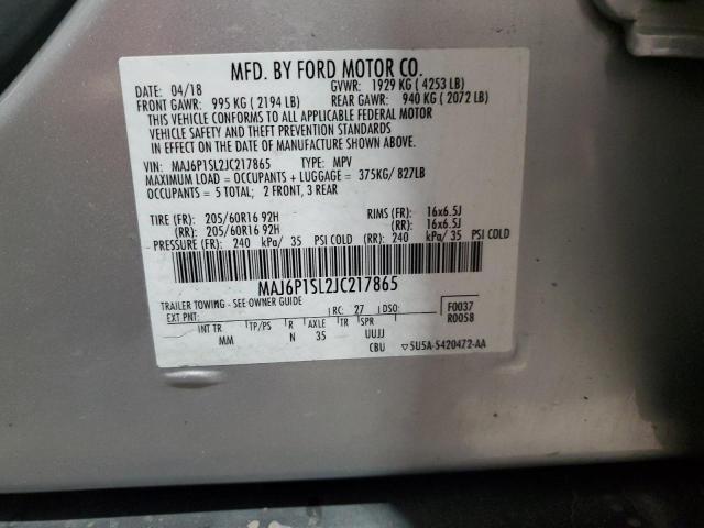 MAJ6P1SL2JC217865 - 2018 FORD ECOSPORT S Күміс фото 13