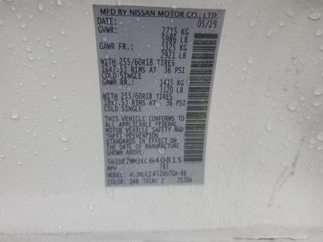 5N1DR2MM3KC640815 - 2019 NISSAN PATHFINDER S WHITE photo 14