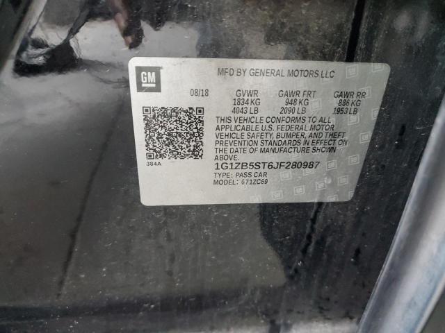 1G1ZB5ST6JF280987 - 2018 CHEVROLET MALIBU LS Чорний фото 12