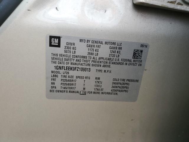 1GNFLEEK9FZ109013 - 2015 CHEVROLET EQUINOX LS Bej fotoğraf 13