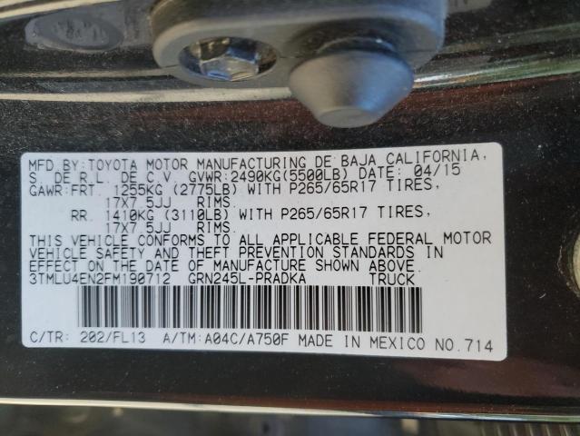 3TMLU4EN2FM190712 - 2015 TOYOTA TACOMA DOUBLE CAB BLACK photo 13