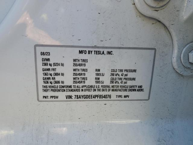 7SAYGDEE4PF854076 - 2023 TESLA MODEL Y Білий фото 12